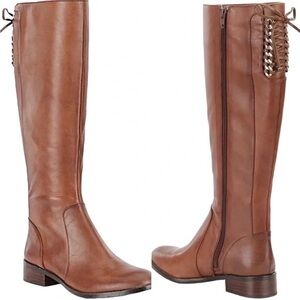 ANTONIO MELANI Cognac Lace-Back Riding Boots new
